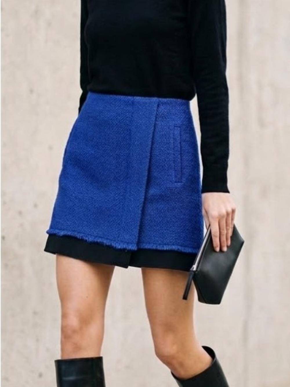 Diane von Furstenberg DVF Kiki Boucle Skirt Sz 4 Blue Mini Quiet Luxury Corpcore